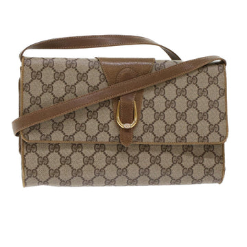 GUCCI GG Canvas Shoulder Bag PVC Leather Beige Brown Auth 49295