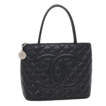 CHANEL Tote Bag Caviar Skin Standard Black CC Auth 49494