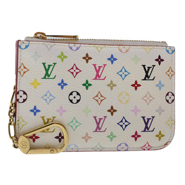 LOUIS VUITTON Multicolor Pochette Cles NM Coin Purse White M93734 LV Auth 49653