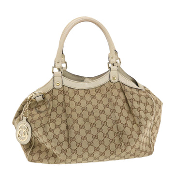 GUCCI GG Canvas Hand Bag Beige 211944 Auth 49795