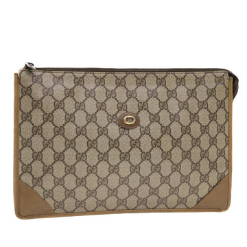 GUCCI GG Canvas Clutch Bag PVC Leather Beige 97 01 029 Auth 49799