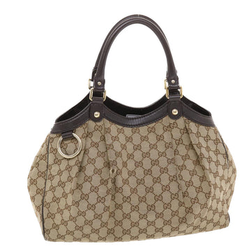 GUCCI GG Canvas Hand Bag Beige 211944 Auth 49931