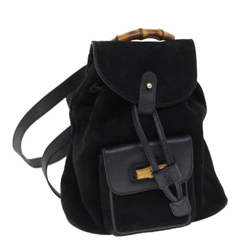 GUCCI Bamboo Backpack Suede Black 003.1705.0030 Auth 49982