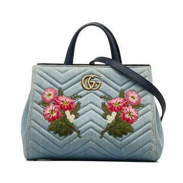 GUCCI GG Marmont Denim Satchel