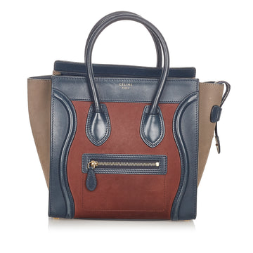 Celine Micro Luggage Tricolor Suede Tote Bag