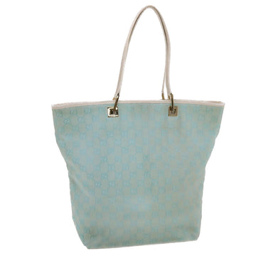 GUCCI GG Canvas Tote Bag Light Blue White Auth 50181