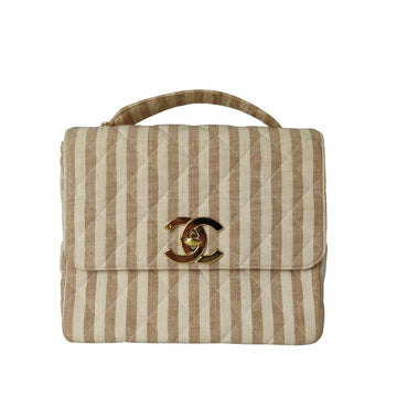 CHANEL Chanel Striped Cotton Handbag