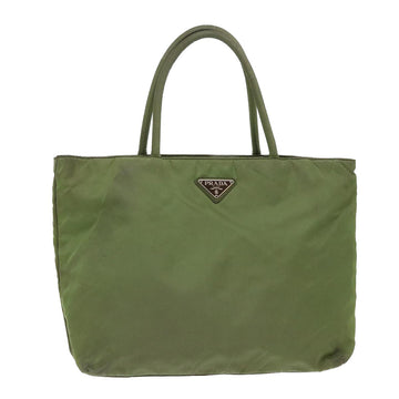 PRADA Hand Bag Nylon Green Auth 50389