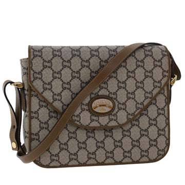 GUCCI PLUS GG Canvas Shoulder Bag PVC Leather Beige Auth 50535