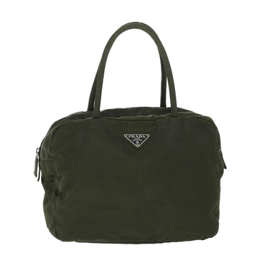 PRADA Hand Bag Nylon Khaki Auth 50792