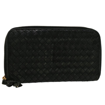 BOTTEGA VENETA INTRECCIATO Long Wallet Leather Black Auth 50837