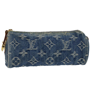 LOUIS VUITTON Monogram Denim Trousse Speedy GM Pouch Blue M95081 LV Auth 50874