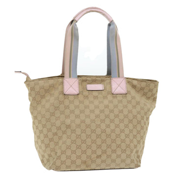 GUCCI GG Canvas Tote Bag Beige Pink 131231 Auth 51005