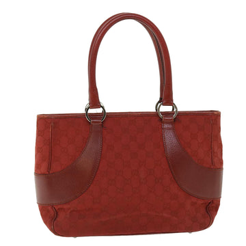 GUCCI GG Canvas Hand Bag Leather Red 113011 2684 Auth 51007