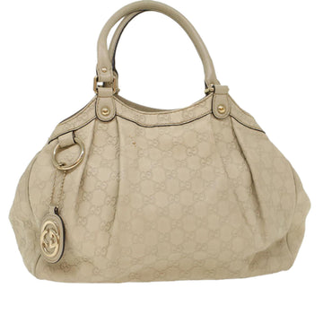 GUCCI GG Canvas ssima Hand Bag Beige 211944 Auth 51009