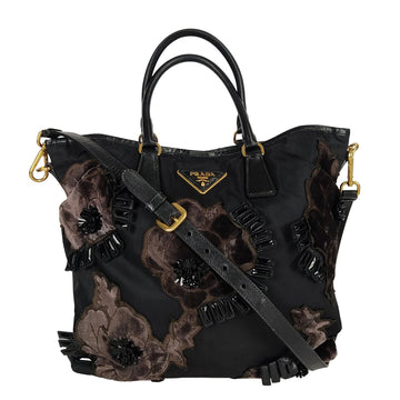 PRADA Prada Nylon Handbag with Velvet Applique