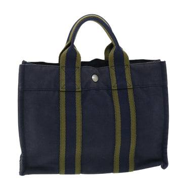 HERMES Fourre Tout PM Hand Bag Canvas Navy Auth 51335