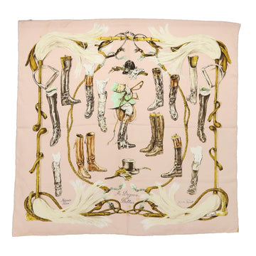 HERMES Carre 90 A Propos de Boottes Scarf Silk Pink Auth 51352