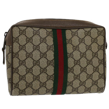 GUCCI GG Canvas Web Sherry Line Clutch Bag Beige Red 8901012 Auth 51465