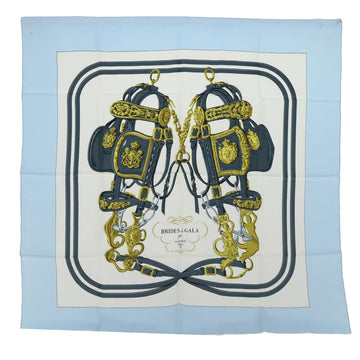 HERMES Carre 90 BRIDES de GALA Scarf Silk Light Blue Auth 51680