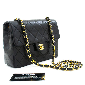 CHANEL Mini Square Small Chain Shoulder Bag Crossbody Black Quilt