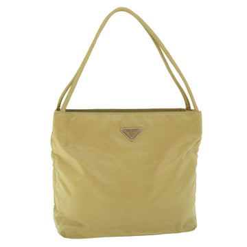 PRADA Tote Bag Nylon Beige Auth 51831