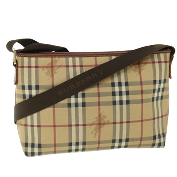 BURBERRY Nova Check Shoulder Bag PVC Leather Beige Brown Auth 51862