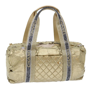 CHANEL Quilted Hand Bag Coated Canvas Gold Tone CC Auth 51892