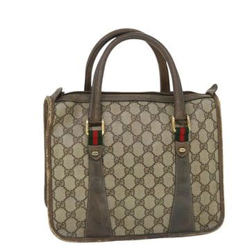 GUCCI GG Supreme Web Sherry Line Hand Bag Beige Green Red Auth 51972