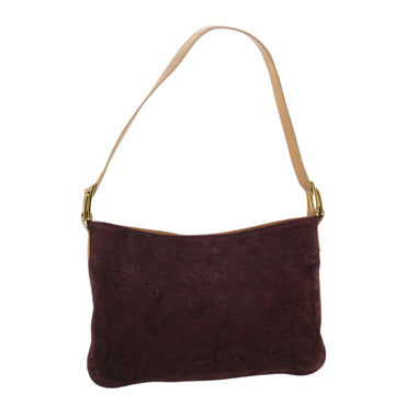 CELINE C Macadam Canvas Shoulder Bag Wine Red Auth 51976