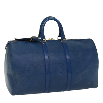 LOUIS VUITTON Epi Keepall 45 Boston Bag Blue M42975 LV Auth 52418