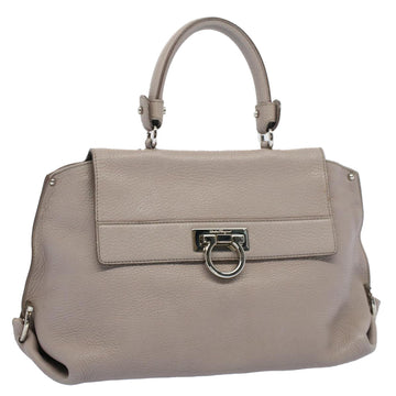 SALVATORE FERRAGAMO Gancini Sofia Shoulder Bag Leather 2way Gray Auth 52767