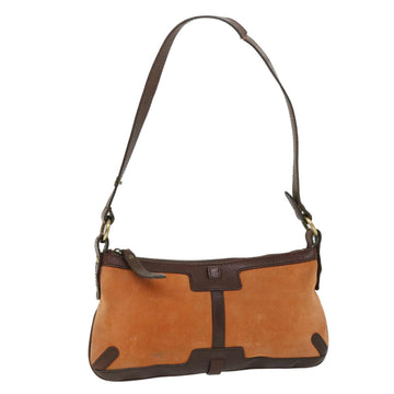 BURBERRY Shoulder Bag Suede Leather Orange Brown Auth 52788