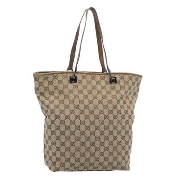 GUCCI GG Canvas Tote Bag Beige 31243 Auth 53080