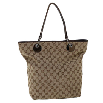 GUCCI GG Canvas Tote Bag Beige Brown Auth 53265