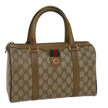 GUCCI GG Canvas Web Sherry Line Boston Bag Beige Red Green Auth 53399