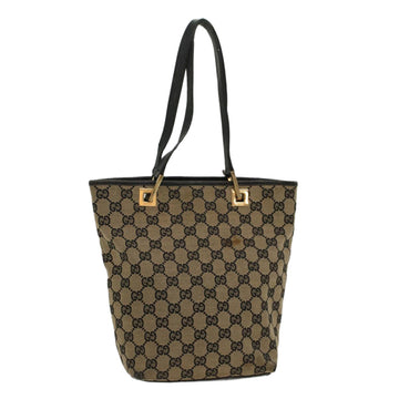 GUCCI GG Canvas Tote Bag Beige Navy Auth 53653