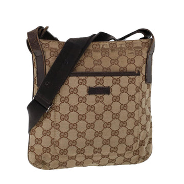 GUCCI GG Canvas Shoulder Bag Canvas Leather Beige Brown Auth 53656