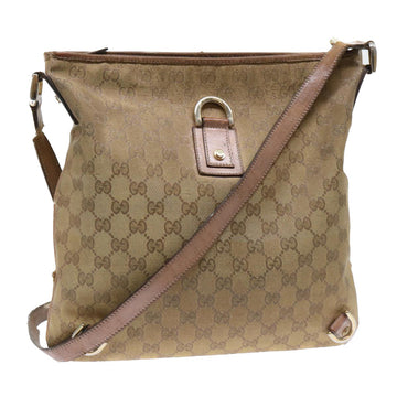 GUCCI GG Canvas Shoulder Bag Gold Auth 53664