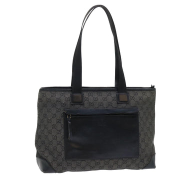 GUCCI GG Canvas Tote Bag Canvas Leather Black Auth 53674