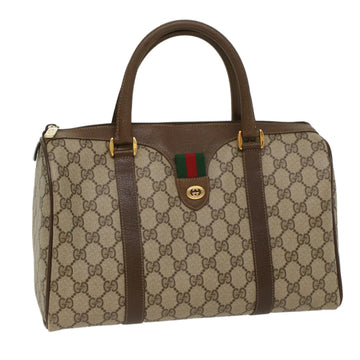 GUCCI GG Canvas Web Sherry Line Hand Bag PVC Leather Beige Red Green Auth 53683