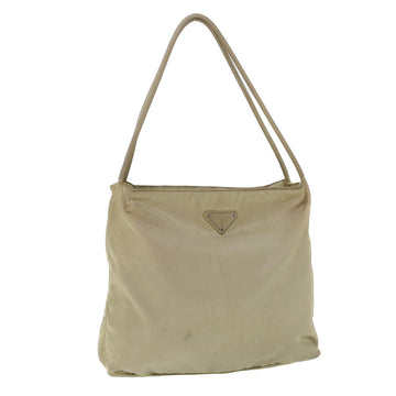 PRADA Tote Bag Nylon Beige Auth 53699