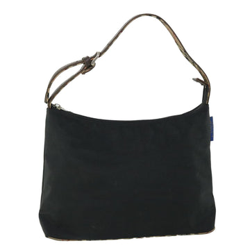 BURBERRYSs Nova Check Blue Label Shoulder Bag Nylon Leather Black Auth 53720