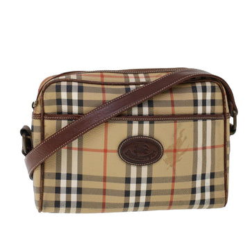 BURBERRYSs Nova Check Shoulder Bag PVC Leather Beige Brown Auth 53729