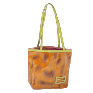 FENDI Hand Bag Patent leather Orange Auth 53743