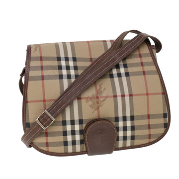 BURBERRYSs Nova Check Shoulder Bag PVC Leather Beige Brown Auth 53779