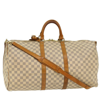 LOUIS VUITTON Damier Azur Keepall Bandouliere 55 Boston Bag N41429 LV Auth 53848