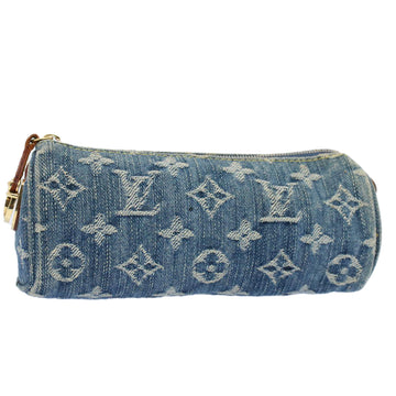 LOUIS VUITTON Monogram Denim Trousse Speedy GM Pouch Blue M95081 LV Auth 53891