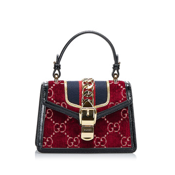 GUCCI Mini GG Velvet Sylvie Satchel