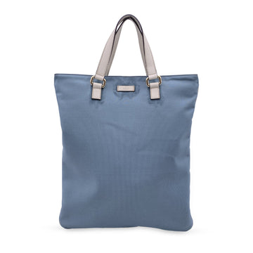 GUCCI Light Blue Nylon Canvas Flat Vertical Tote Bag Handbag